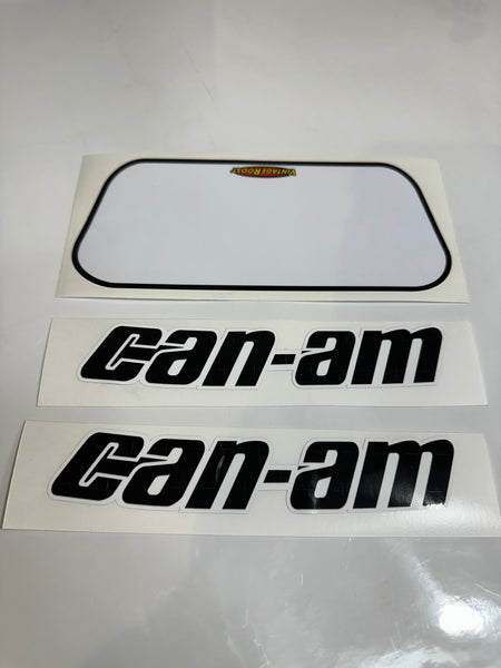 Can Am, 1979 Qualifier, Tank Decals (scored) and Front Number plate (w/headlight) Reproduction