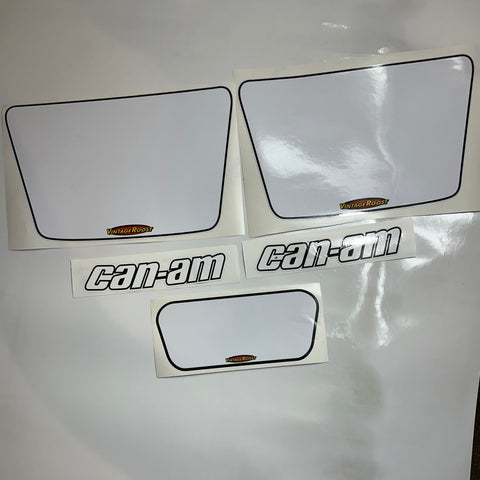 Can Am, 1980 Qualifier, Decal Kit, scored Tank Decals, and front headlight plate Reproduction Can Am, 1980 Qualifier, Decal Kit, scored Tank Decals, and front headlight plate Reproduction