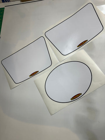 Can Am, 1980-81, MX6, Front and Side Number plates, Reproduction Can Am, 1980-81, MX6, Front and Side Number plates, Reproduction