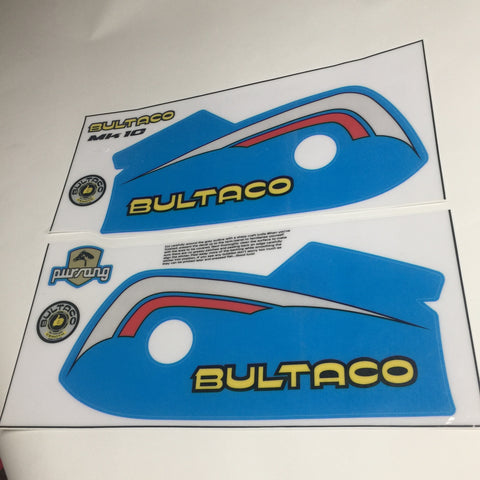 Bultaco, 1977, Pursang 250 MK10, Reproduced Tank Decal Kit Bultaco, 1977, Pursang 250 MK10, Reproduced Tank Decal Kit