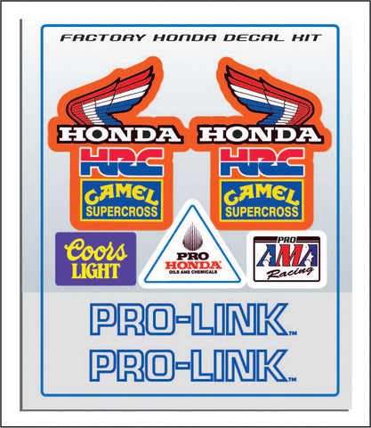 Honda, 1980s, Factory Supercross Decals, Reproduction