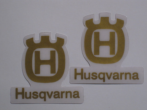 Husqvarna, 1978-82, Logo Tank Decals, Gold, Reproduction