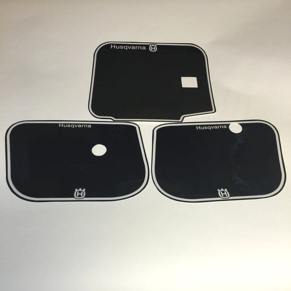 Husqvarna, 1983, Number Plate Background Decals, Black, Reproduction