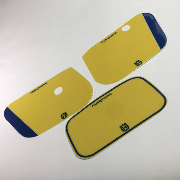 Husqvarna, 1984, Enduro Number Plate Background Decals, Husky Yellow, Reproduction