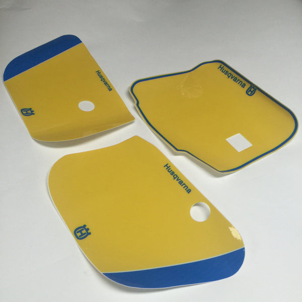 Husqvarna, 1984, Number Plate Background Decals, Yellow, Reproduction