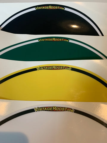 Oval Number Plate Background Decal, white, black, yellow and green available