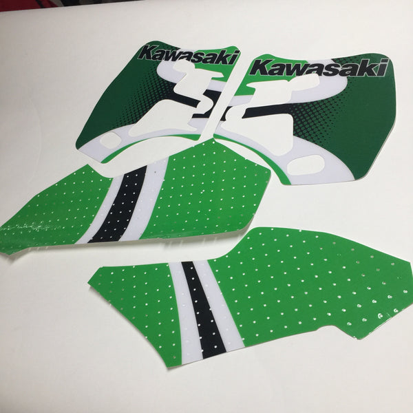 Kawasaki, 2001, KX 500, Tank and Rad Decal Kit, Reproduction