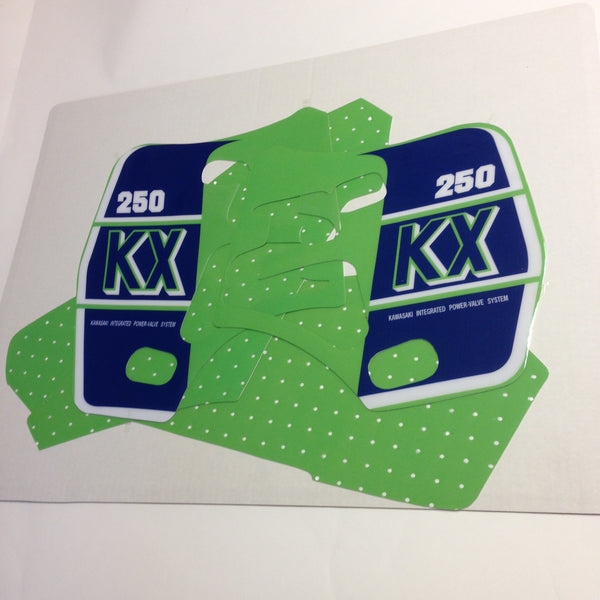 Kawasaki, 1989, KX 250, Tank and Rad Decal Kit, Reproduction