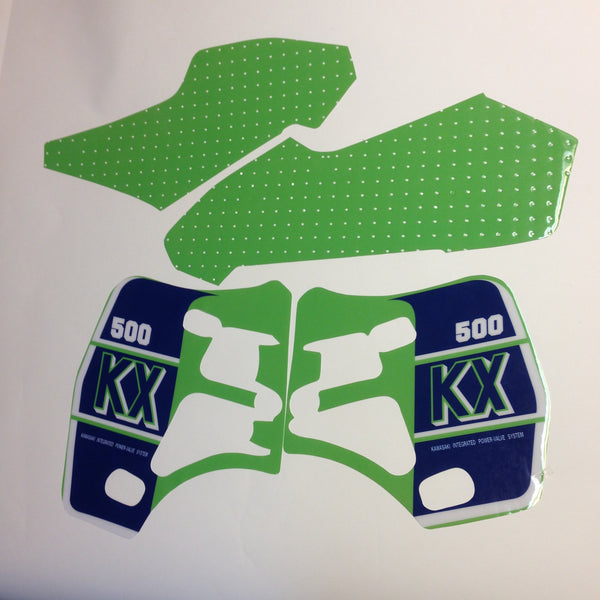 Kawasaki, 1989, KX 500, Tank and Rad Decal Kit, Reproduction