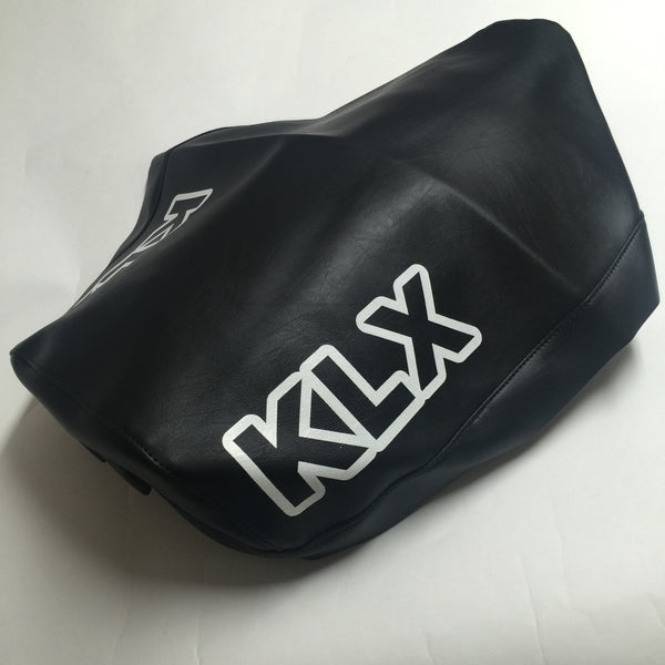 Kawasaki, 1979-83, KLX 250, Long Seat Cover - with white KLX outline, Reproduction