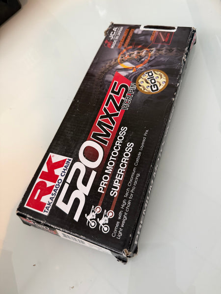 Motocross Chain, RK520MXZ-120 L, Non Seal Clip Style Gold