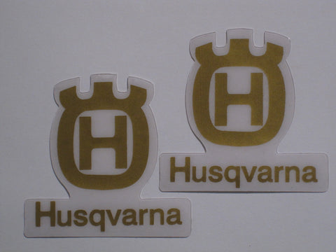 Husqvarna, 1978-82, Logo Tank Decals, Gold, Reproduction
