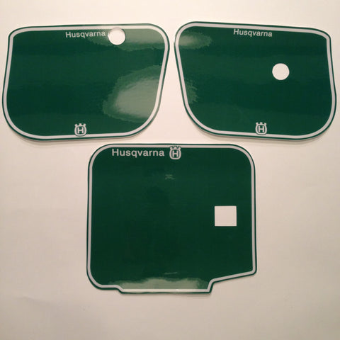 Husqvarna, 1983, Number Plate Background Decals, Green, Reproduction