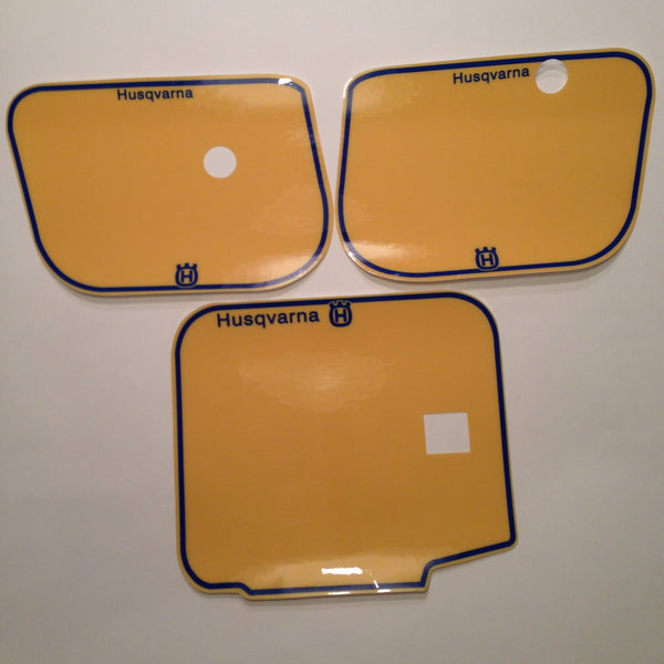 Husqvarna, 1983, Number Plate Background Decals, Yellow, Reproduction