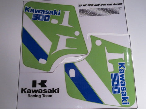 Kawasaki, 1987, KX 500, Rad Decals, Self Cut, Reproduction