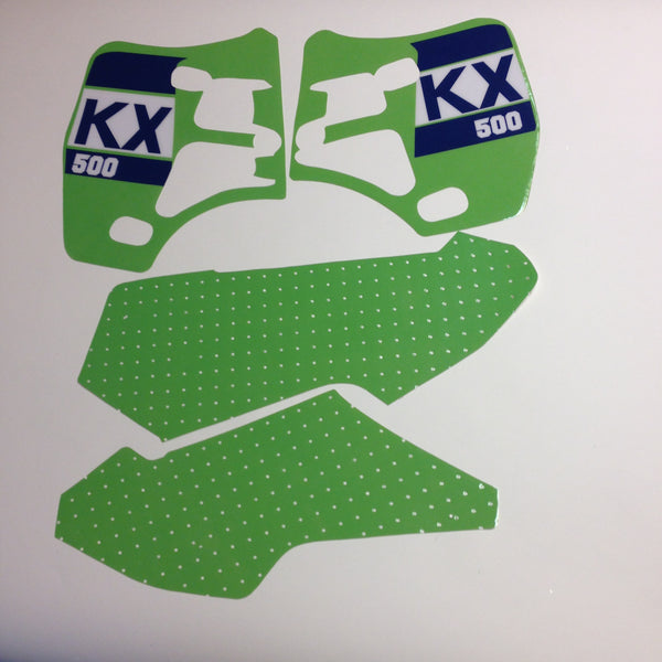 Kawasaki, 1988, KX 500, Tank and Rad Decal Kit, Reproduction