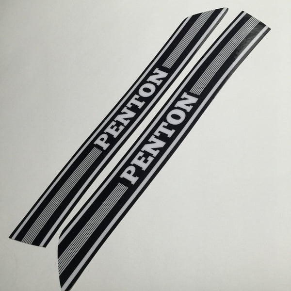 Penton, 1974-75 Tank Decals, White on Black, Reproduction
